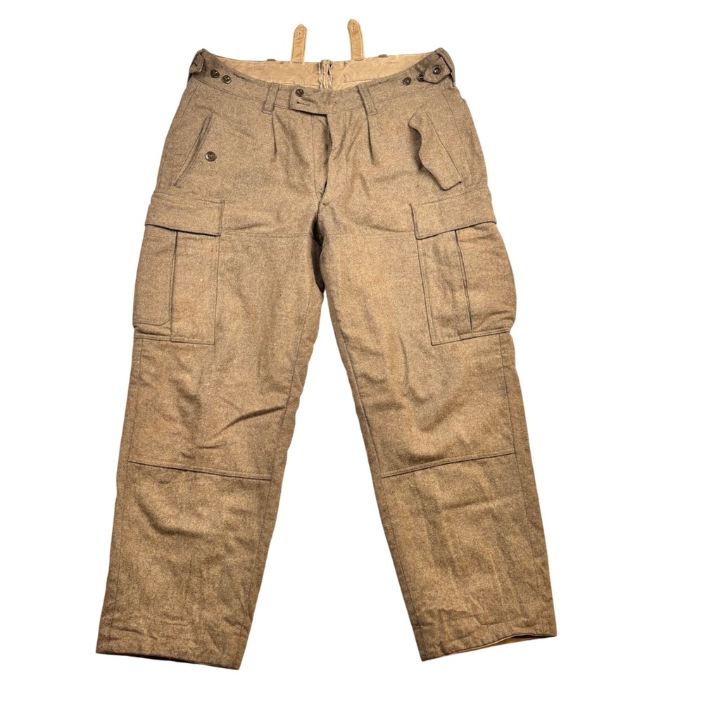 Vintage Bulag MΓΌnchen West German Military Wool Cargo Pants Brown 36x32 Patched